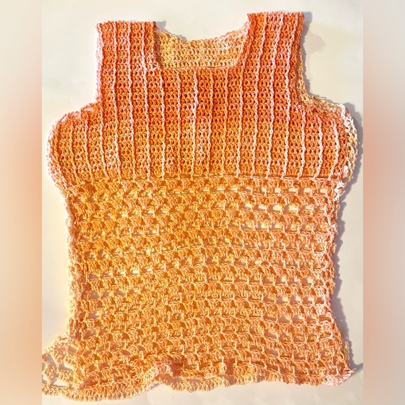 Beautiful Peachy Boho Tank Top 100% Cotton Hand Crochet - Picture 1 of 5